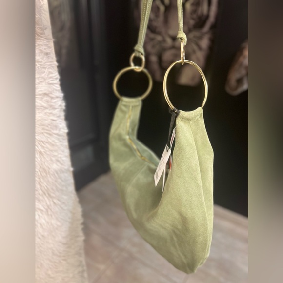 💚NWT-MARLON Made In Italy, GORGEOUS SAGE COLOR Genuine Calf Leather Suede Hobo💚💚 - Picture 13 of 16